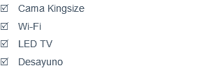 R Cama Kingsize R Wi-Fi R LED TV R Desayuno